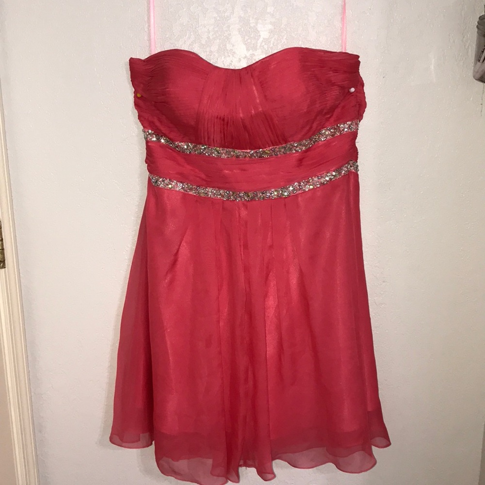 Pink silver fancy prom dress